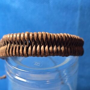 DOUBLE weave unisex brown leather bracelet TB58#4